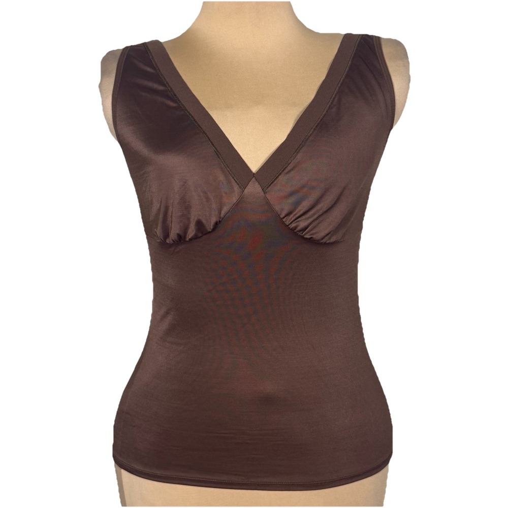 Vanity Fair‎ V-neck Surplice Crossover Stretch Cami Size Large Cocoa Brown